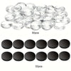 A collection of 50 clear glass domes and 50 black magnets for a making kit.