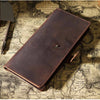 Vintage Leather Long Bifold Wallet with Snap Closure