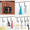 A set of four over-the-door hooks with soft rubber coating are shown hanging on a white rack.