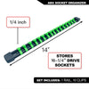 ABS socket organizer rail set with 16 clips for storing 1/4 inch drive sockets
