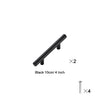 Set of black cabinet handles and four screws for installation