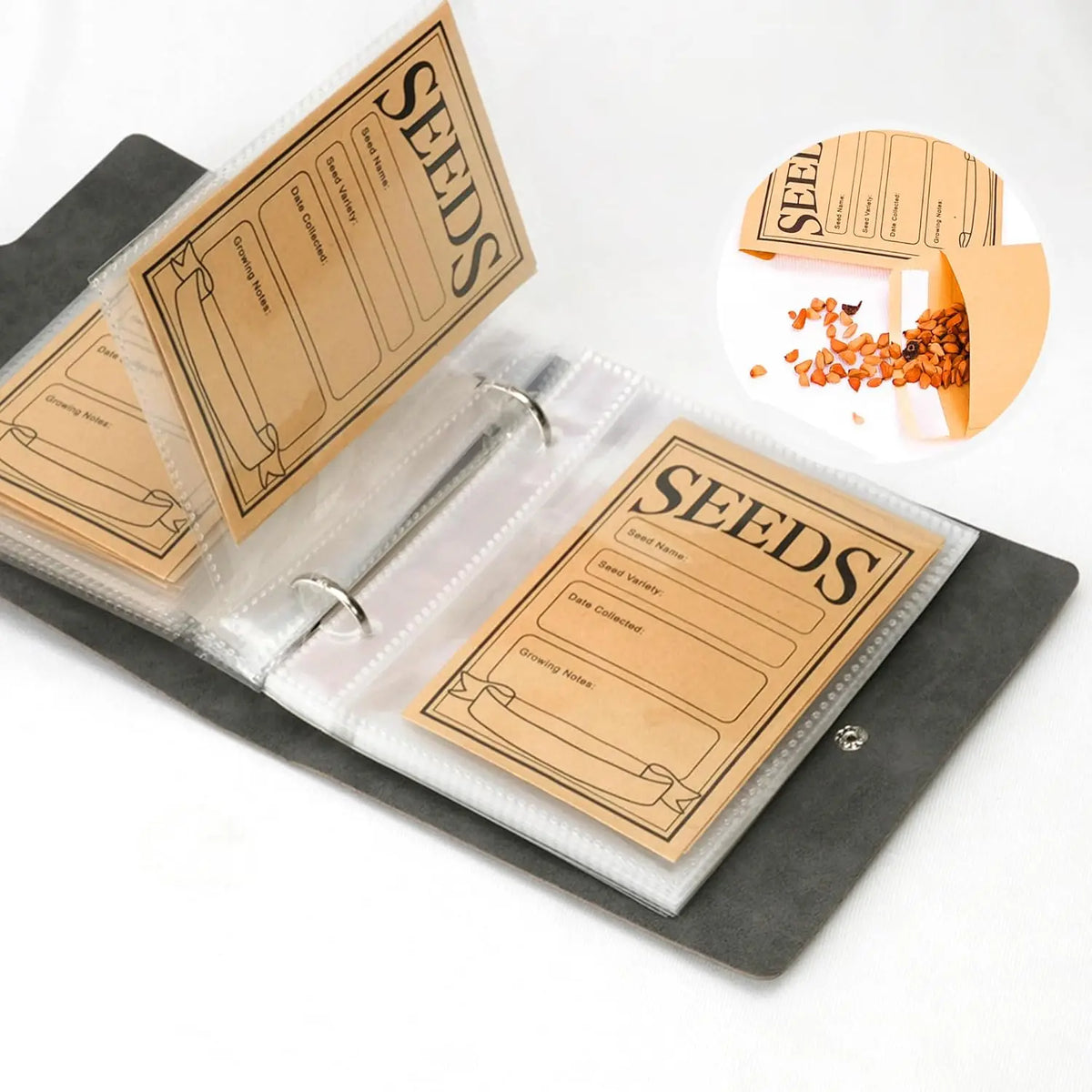 Garden Seed Organizer Binder with Self-Sealing Envelopes