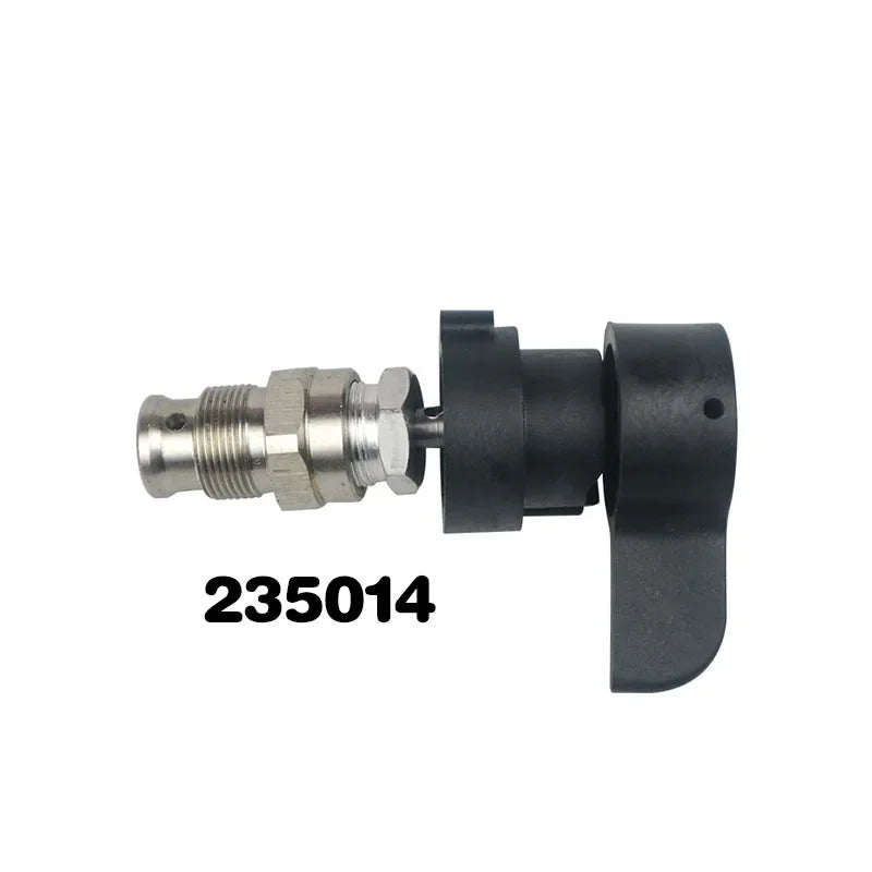 A black airless sprayer pump plunger rod and valve repair kit with a silver threaded component.