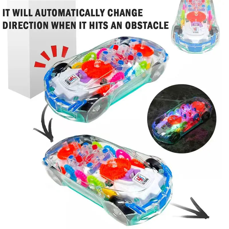 Transparent Gear Car Toy with Lights and Sound