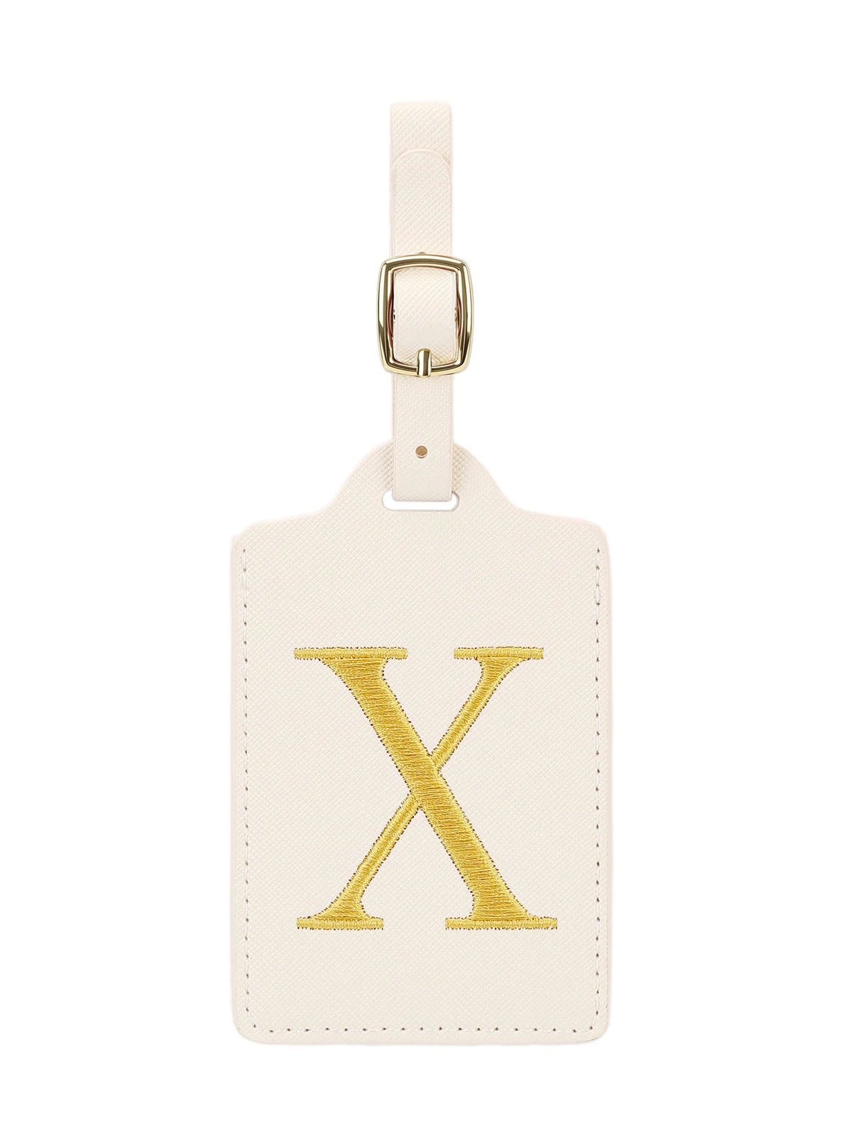 Personalized Embroidered Leather Luggage Tag with Letter Initial