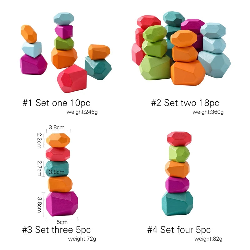 Wooden Rainbow Stacking Stones – Montessori Balancing Blocks for Kids