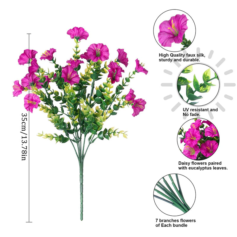 Ramo de Flores Artificiales de Seda Resistente a los Rayos UV para Decoración Exterior