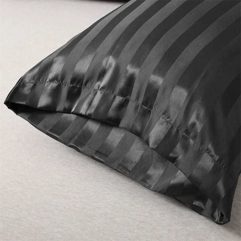 Luxurious Satin Stripe Pillowcase with Envelope Closure