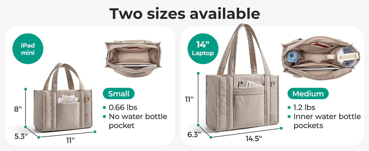 Lightweight Quilted Tote Bag with Crossbody Strap