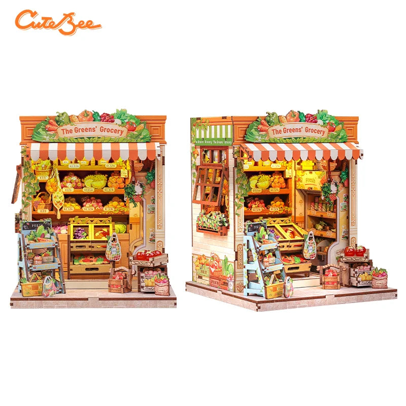 Book Nook DIY Wooden Miniature Kit with LED Lighting