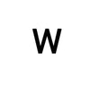 A black letter W on a white background.