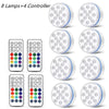 Eight LED pool lights and four controllers for underwater lighting systems