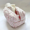 Quilted Floral Makeup Bag with Zipper Closure