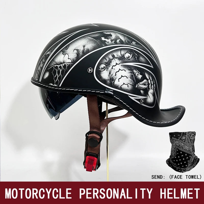 Retro Half Helmet for Men and Women – Lightweight Commuter Cruiser Motorcycle Helmet
