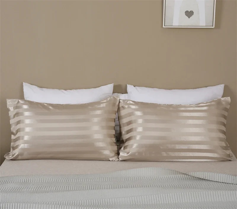 Luxurious Satin Stripe Pillowcase with Envelope Closure