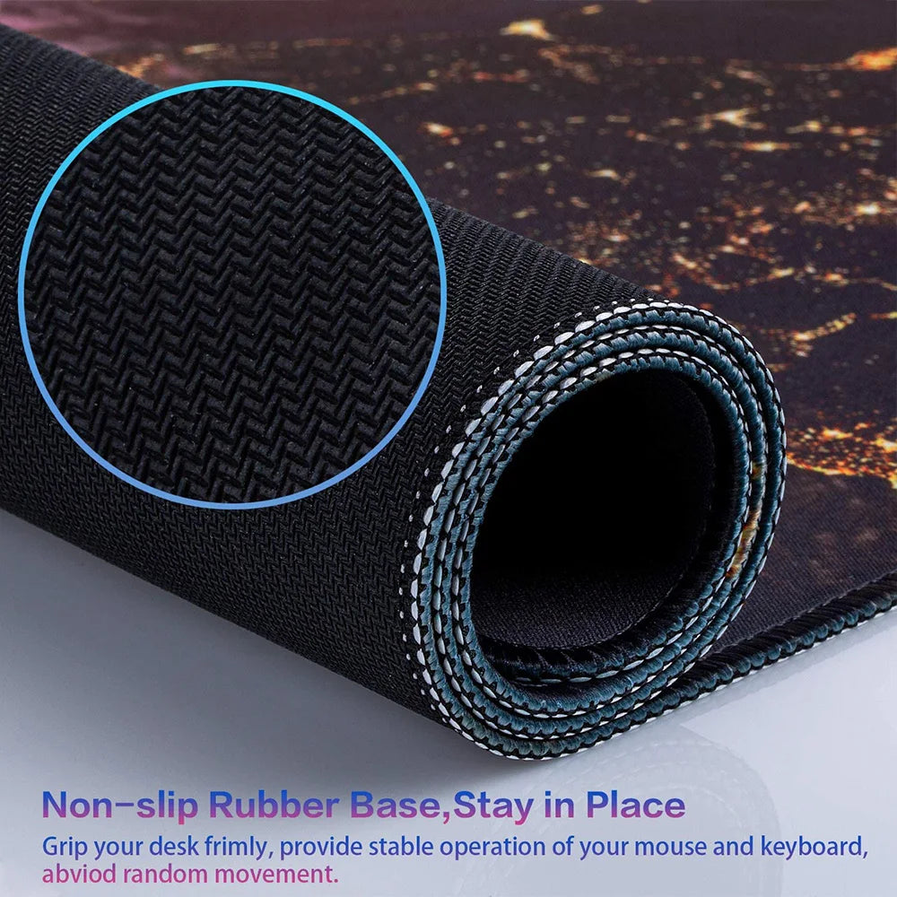 Large Cloud Pattern Desk Mat with Stitched Edges
