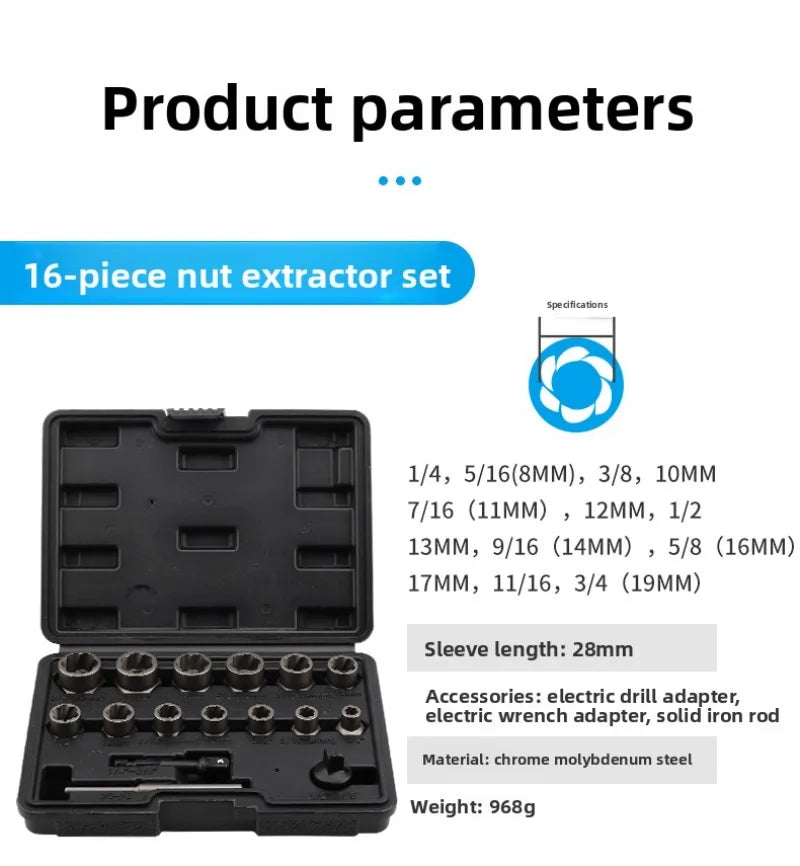 32-Piece Broken Bolt & Screw Extractor Set