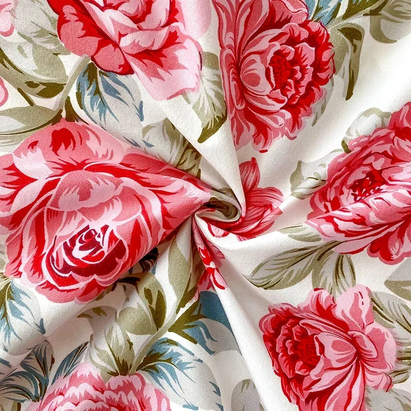 Red Floral Printed Flat Bed Sheet – Soft & Breathable