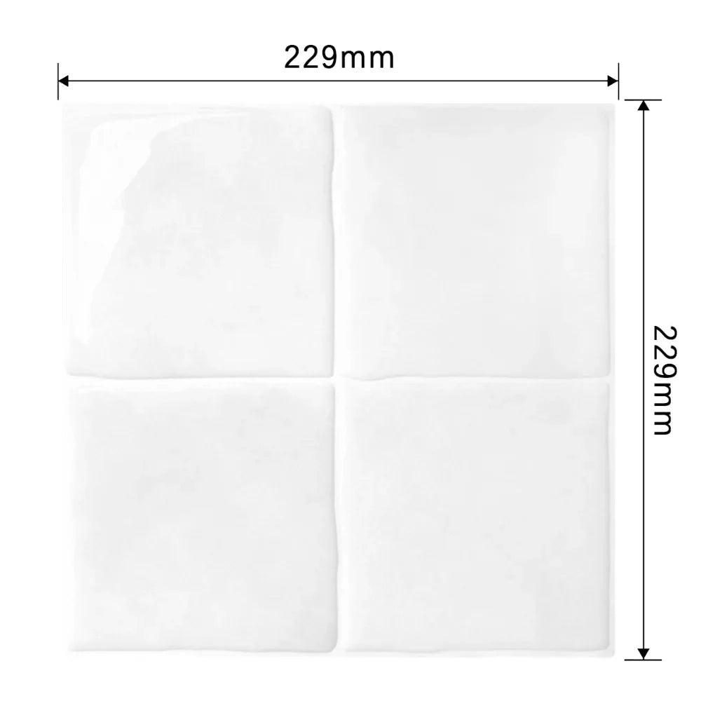 Azulejos de salpicadura adhesivos de mármol blanco 3D, miden 229mm por 229mm