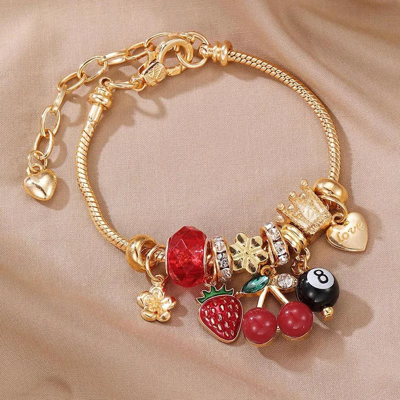 Leopard Cross & Black Beaded Bracelet with Sparkling Crystal Accents