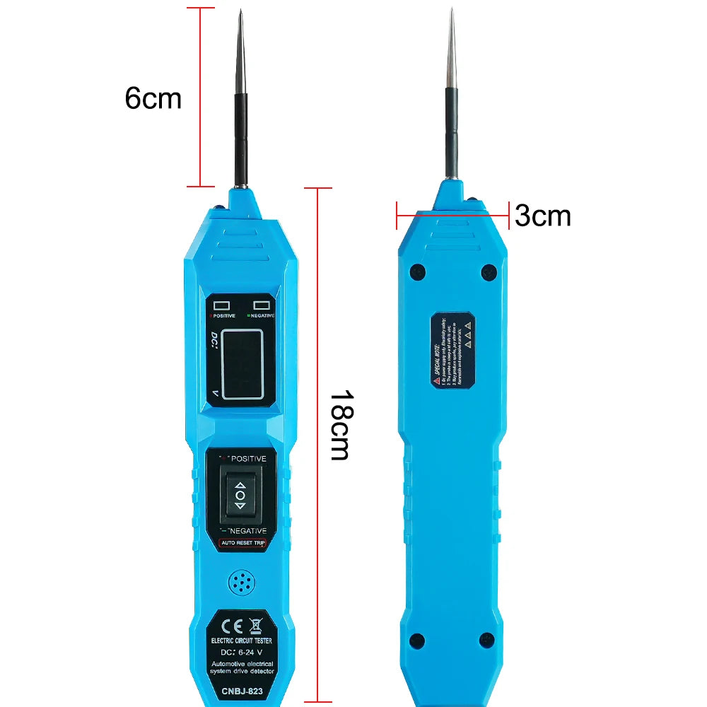 Automotive Circuit Tester with Digital Voltage Display and LED Probe