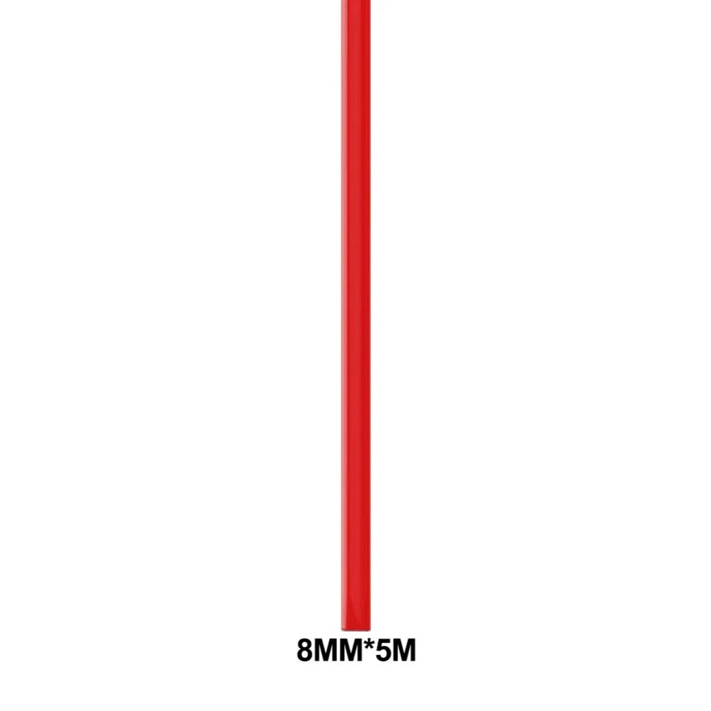 A long, red PVC bumper protection strip measuring 5 meters long and 8 millimeters wide.