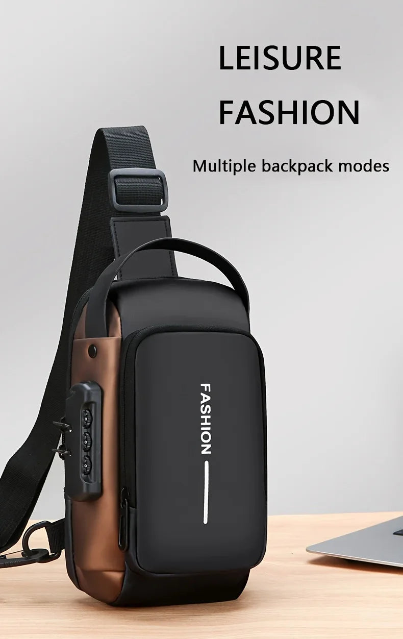 Oxford Sling Bag for Men with Zippered Phone Pocket