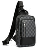 Men's Waterproof PU Leather Crossbody Bag with Geometric Pattern