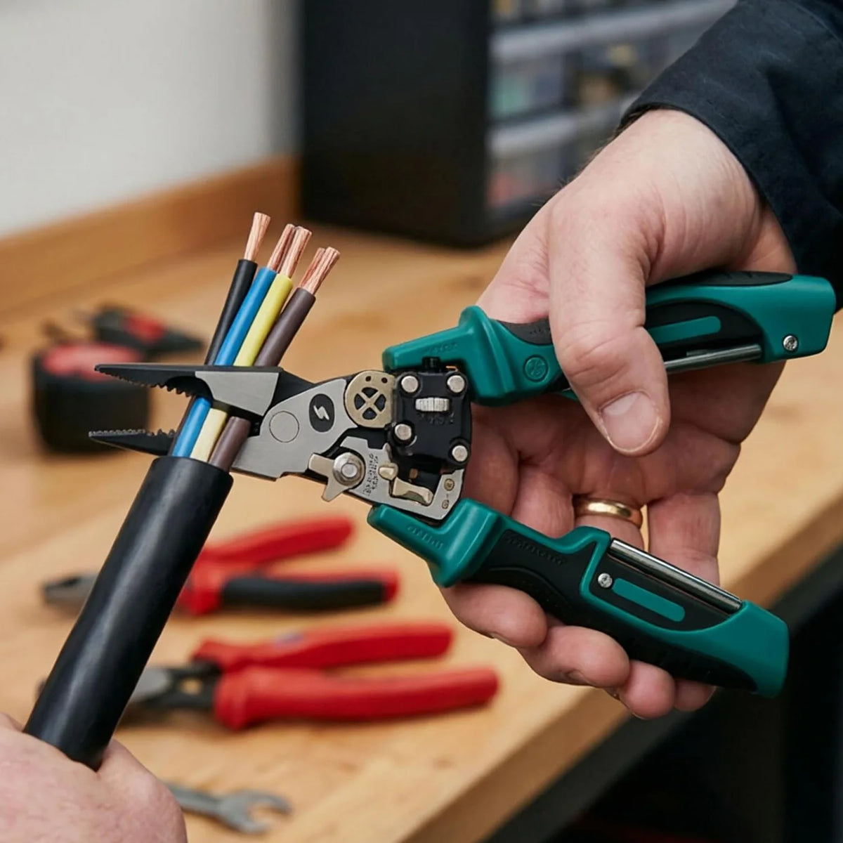 Multifunctional Wire Stripping Pliers with Digital Voltage Tester