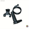 Black universal tablet and phone stand with a flexible neck for bedside or desk use