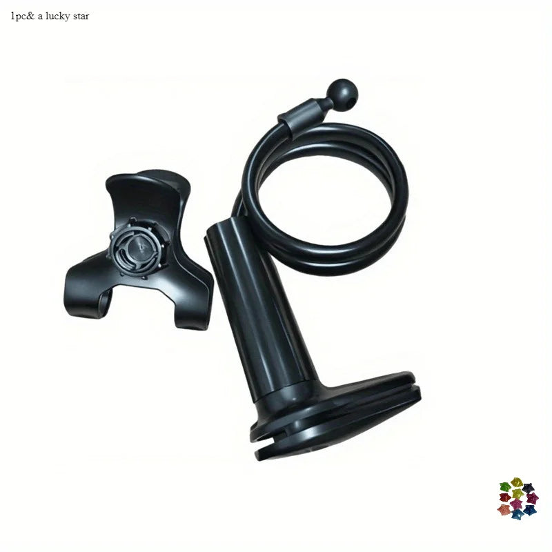 Black universal tablet and phone stand with a flexible neck for bedside or desk use