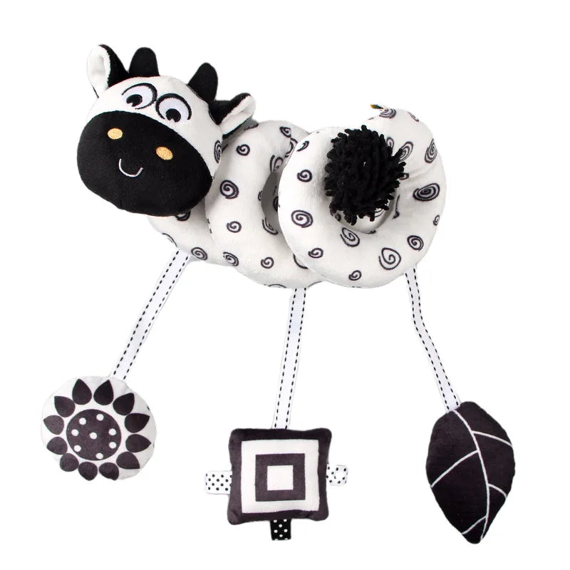 Soft Car Seat & Stroller Toy Set with Mirror, Crinkle, and Squeaky Sounds