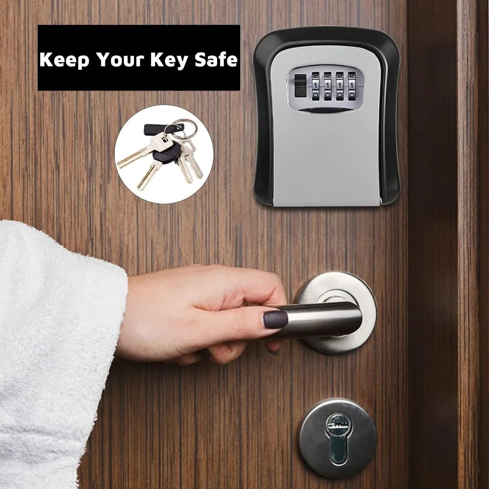 Wall-Mounted 4-Digit Combination Key Lock Box for Secure Key Storage