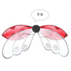 A pair of red and white ladybug wings shown against a white background.