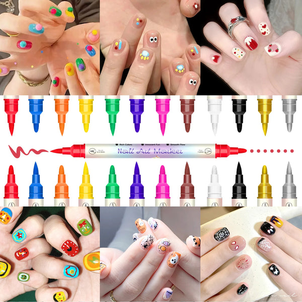 3D Nail Art Pens Set with Dual Tips