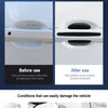 Before and after images showing the use of a product to protect a car door against scratches.