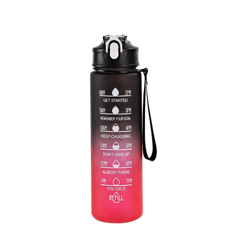 Motivational Time-Marker Water Bottle with Straw