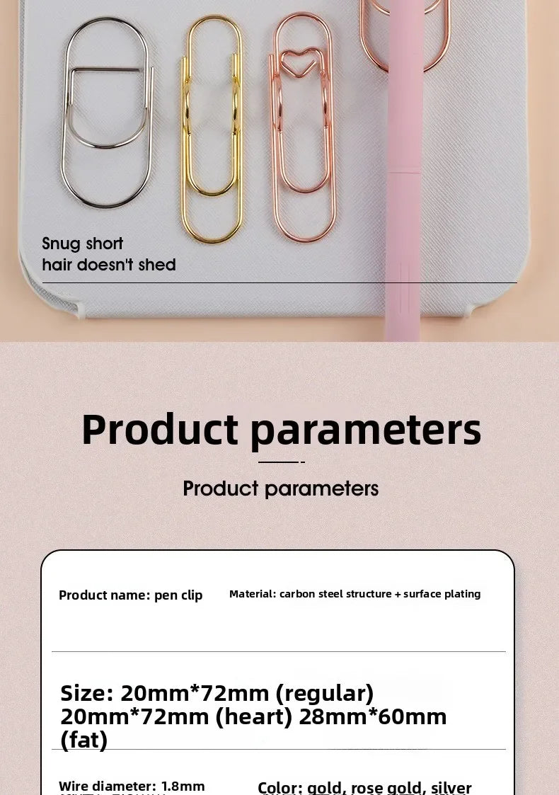 Heart-Shaped Metal Pen Clips for Notebooks and Journals