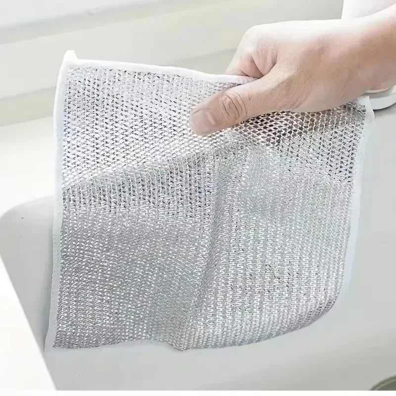 Double-Layer Steel Wire Cleaning Cloth with Microfiber Mesh