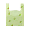 A set of five mini fruit-print tote bags with handles, featuring avocado designs on a light green background.
