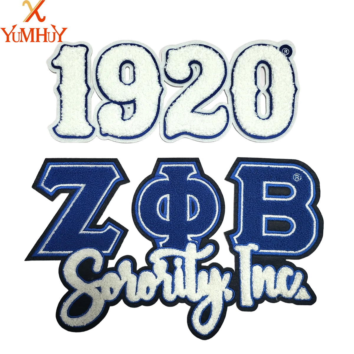 Vintage chenille iron-on patch featuring the year 1920 and the text SORORITY INC