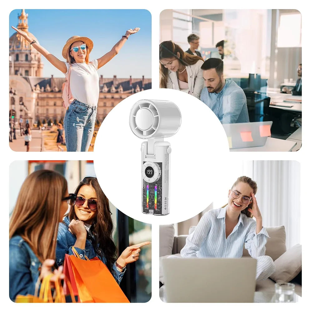 Portable High-Speed Cooling Fan with LED Display and 4000mAh Battery