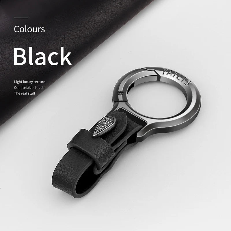 Premium Leather Keychain with Carabiner Clip
