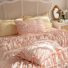 Washed Cotton Ruffle Bedding Set with Bow Ties – Pure White