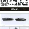 A set of carbon fiber grain decorative trim pieces for a Ford Mustang, shown in various shapes and angles.