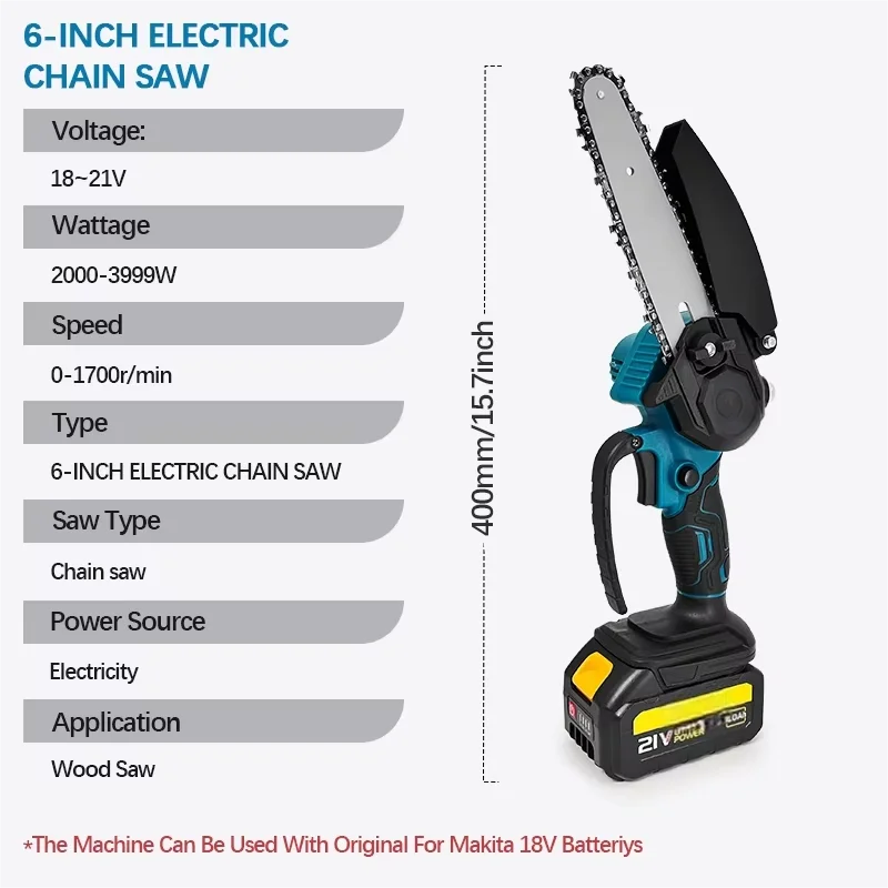 6-Zoll Akku-Minikettensäge für 18V-Akkus