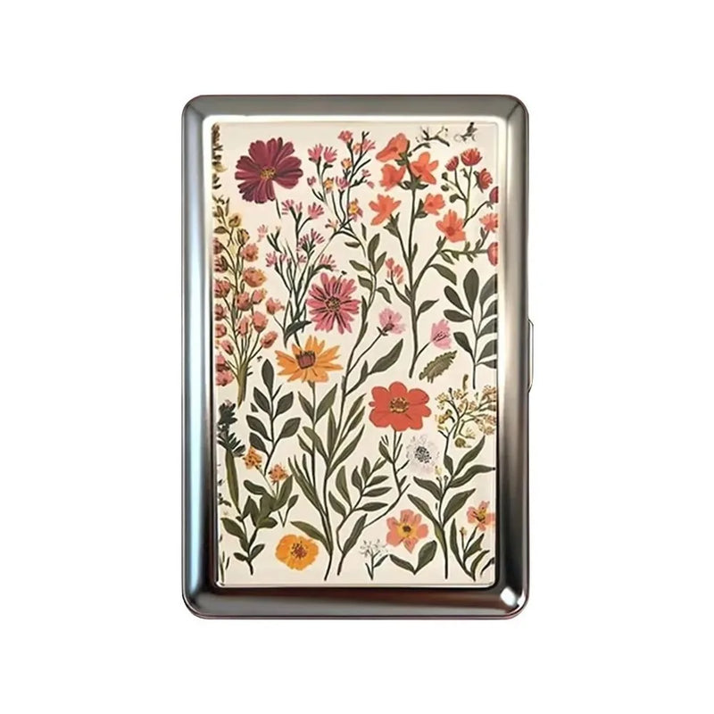 Vintage Metal Card Case with Push-Button Closure