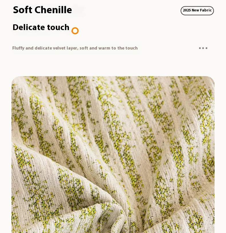 Thick Chenille Sofa Cover with Tassel Fringe — Scratch Resistant & Reversible
