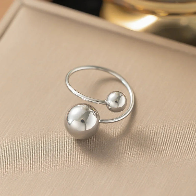 Double Ball Adjustable Stainless Steel Ring