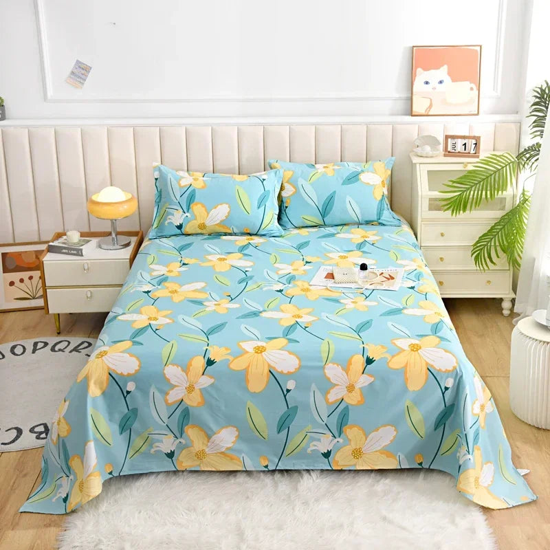 Red Floral Printed Flat Bed Sheet – Soft & Breathable